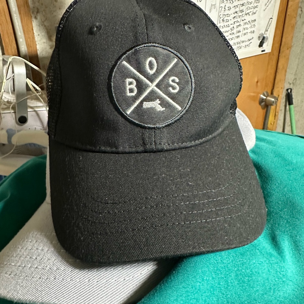 BOS Cross Logo Black Trucker Hat